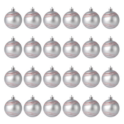 Ensemble de 24 décorations de baseball de Noël incassables, balles de sport scintillantes de 2,36 po