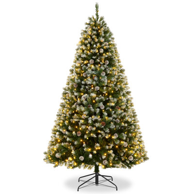 Pre-Lit Spruce Artificial Christmas Tree With Foldable Stand