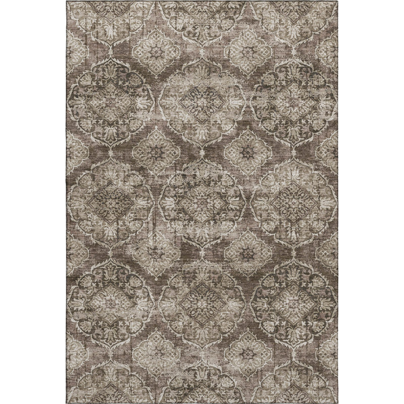 Premium Machine Washable Mayfield AMF2196 panel Rug, Chocolate, 8' x 10'