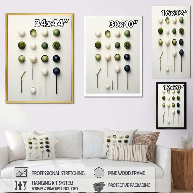 Gilderoy Minimalisme Golf Tees II - art mural grand golf, H 40 po x l 30 po x P 1,5 po, Toile tendue