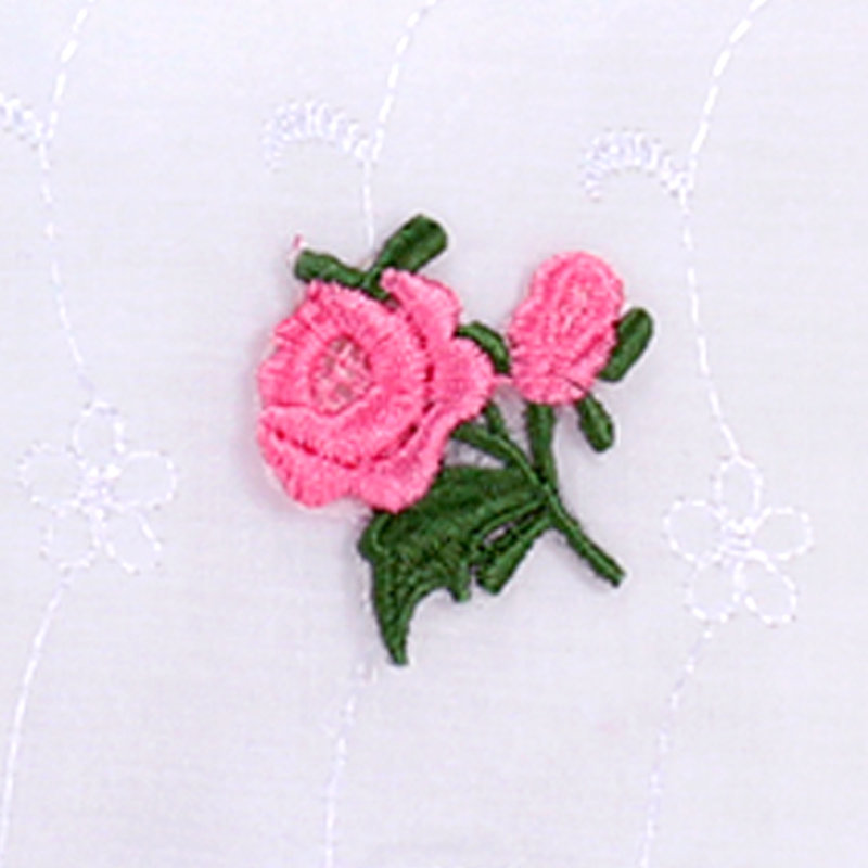 White Eyelet Comforter Set for Doll Crib with Pink Rose Appliqué