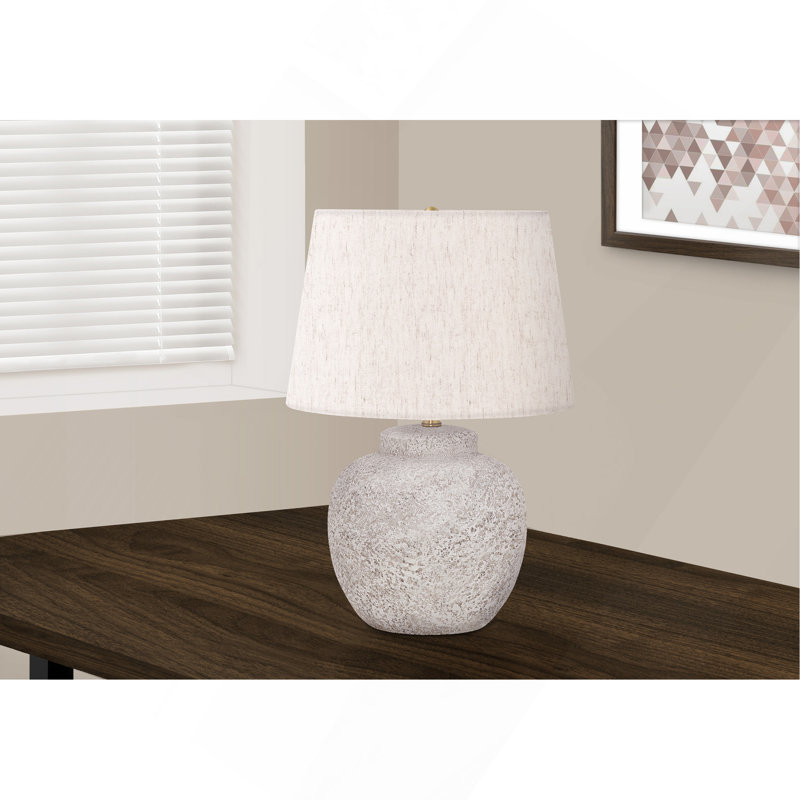 Éclairage, lampe de table, béton crème, abat-jour ivoire / crème, moderne