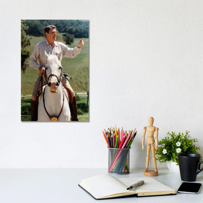 Photo Of President Ronald Reagan On Horseback by Stocktrek Images - Wrapped Canvas Gallery-Wrapped Canvas Giclée