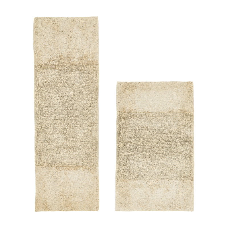 Makaylynn Premium 100% Cotton 2155 GSM 2-Piece Bath Rug Set, OEKO-TEX® Certified, Non-Slip Spray Latex Backing, Plush Tufted, Super Absorbent, Machine Washable Bathroom Rugs, Sand
