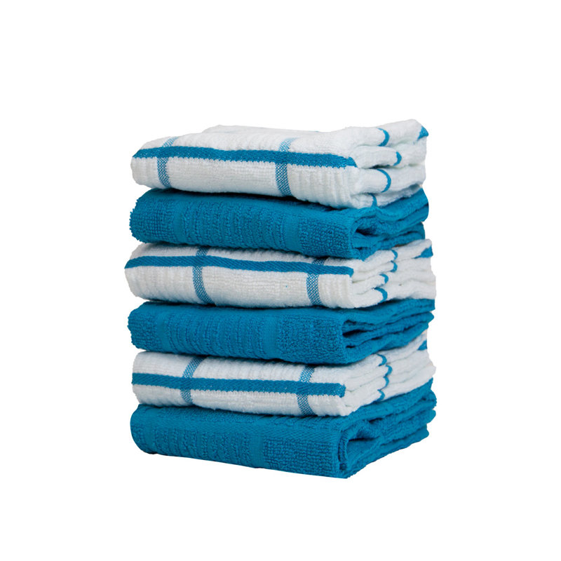 Blue Striped Cotton 6-Piece Kitchen Towel Set 15x25