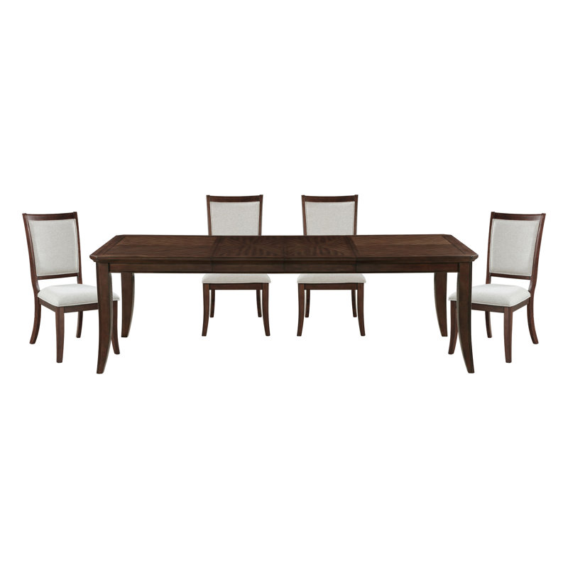 Table de salle à manger formelle traditionnelle 5 pièces et chaises avec finition séparée en cerisier et meubles en bois de noyer foncé