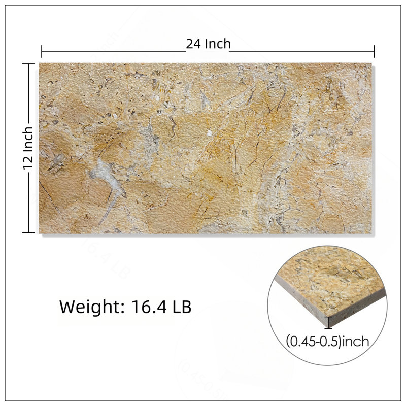 Carreaux de marbre beige naturel 12 x 24 pouces pour plancher et murs, boîte de 4 pièces, élégant et durable
