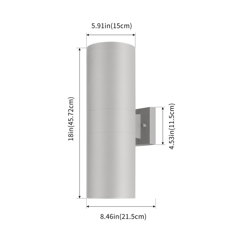 Lanterne murale d'extérieur à 2 ampoules Raley, Gris, H 18 po x l 5,91 po x P 8,46 po