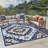 Fosel Arasi Ivory/Blue Transitional Mandala Style Flatweave Indoor/Outdoor Area Rug-1199433796