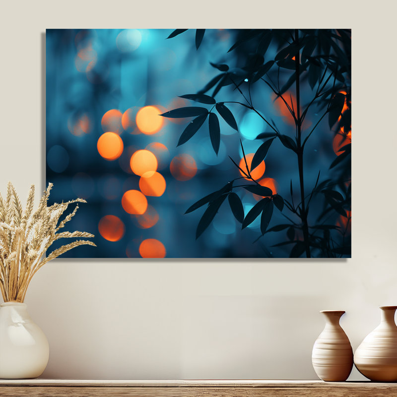 Décoration murale en bambou orange et bleu Nirvana, Métal métal, H 16 po x l 32 po