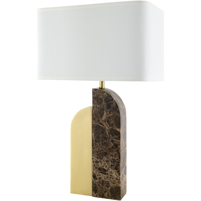 Lampe de table Ivah, Noir / laiton clair, Blanc, H 28 po x l 18 po x P 18 po