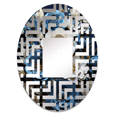 Miroir décoratif labyrinthe Grace I bleu et blanc