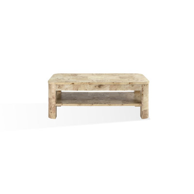 Christina Burl Wood Rectangular Coffee Table with Shelf