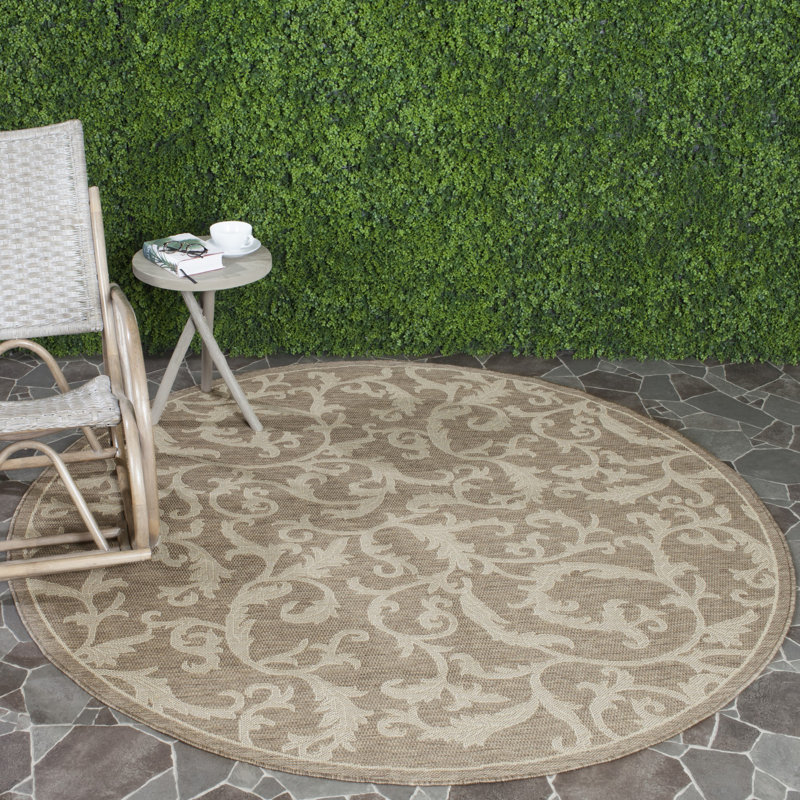 Carolino Performance Oriental Indoor/Outdoor Area Rug, Round 6'7"