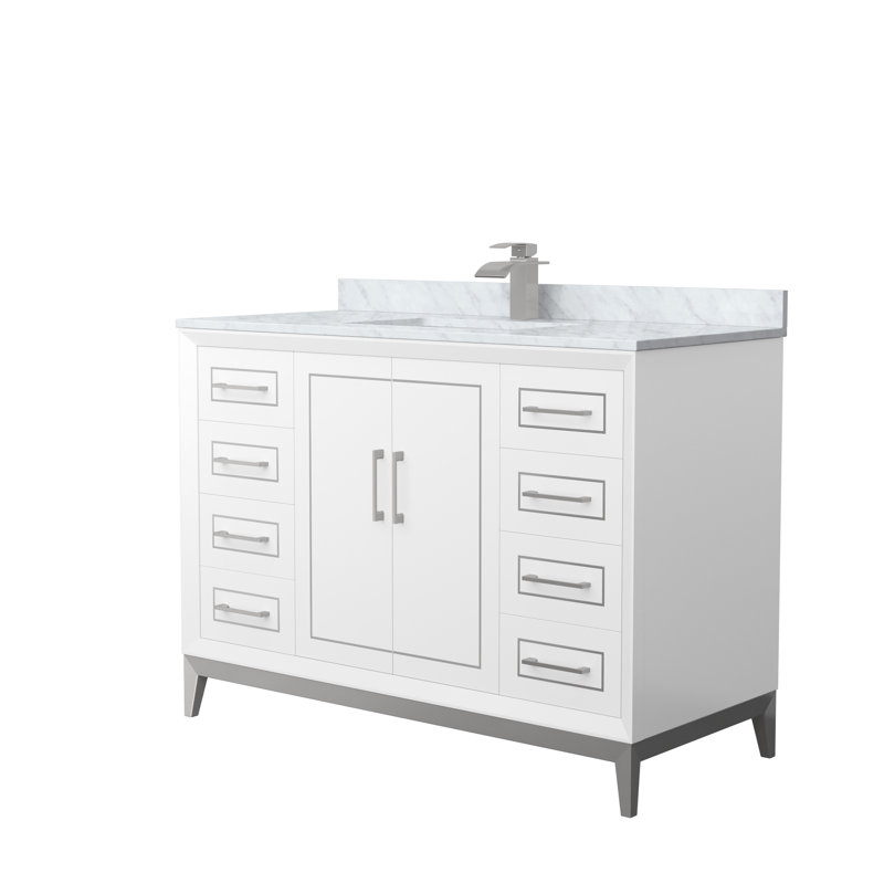 Ensemble de meuble-lavabo simple 48 po Marlena, Gris, Blanc
