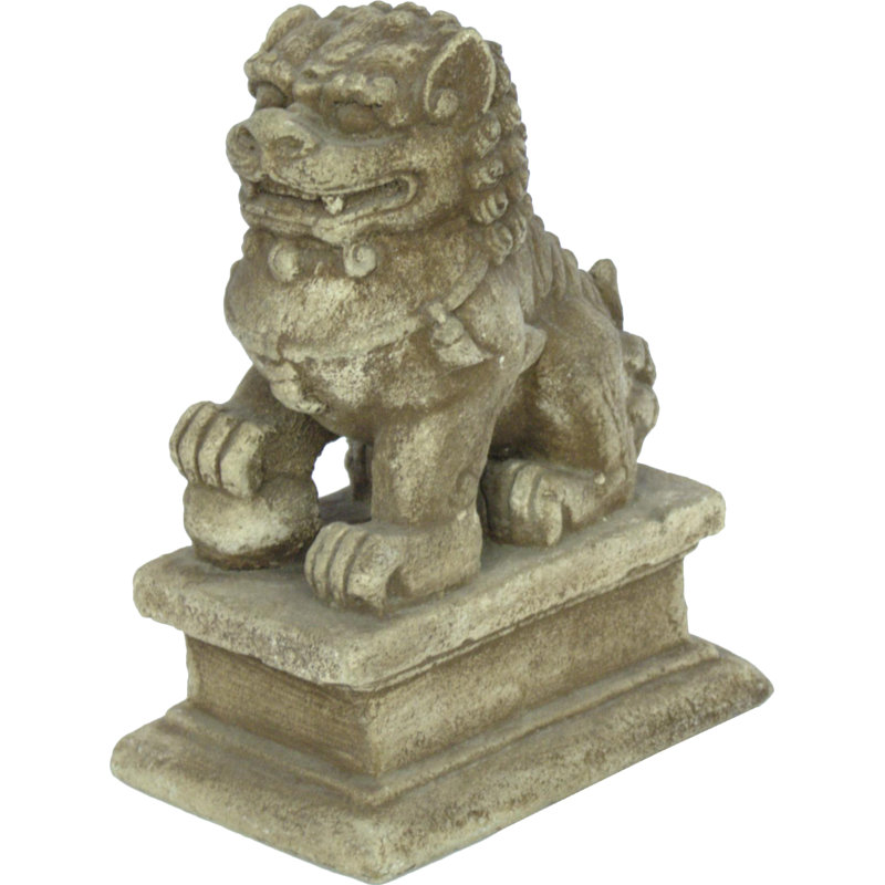 Foo Dog Chinese Foo Dog Garden Statue, Left, English Moss