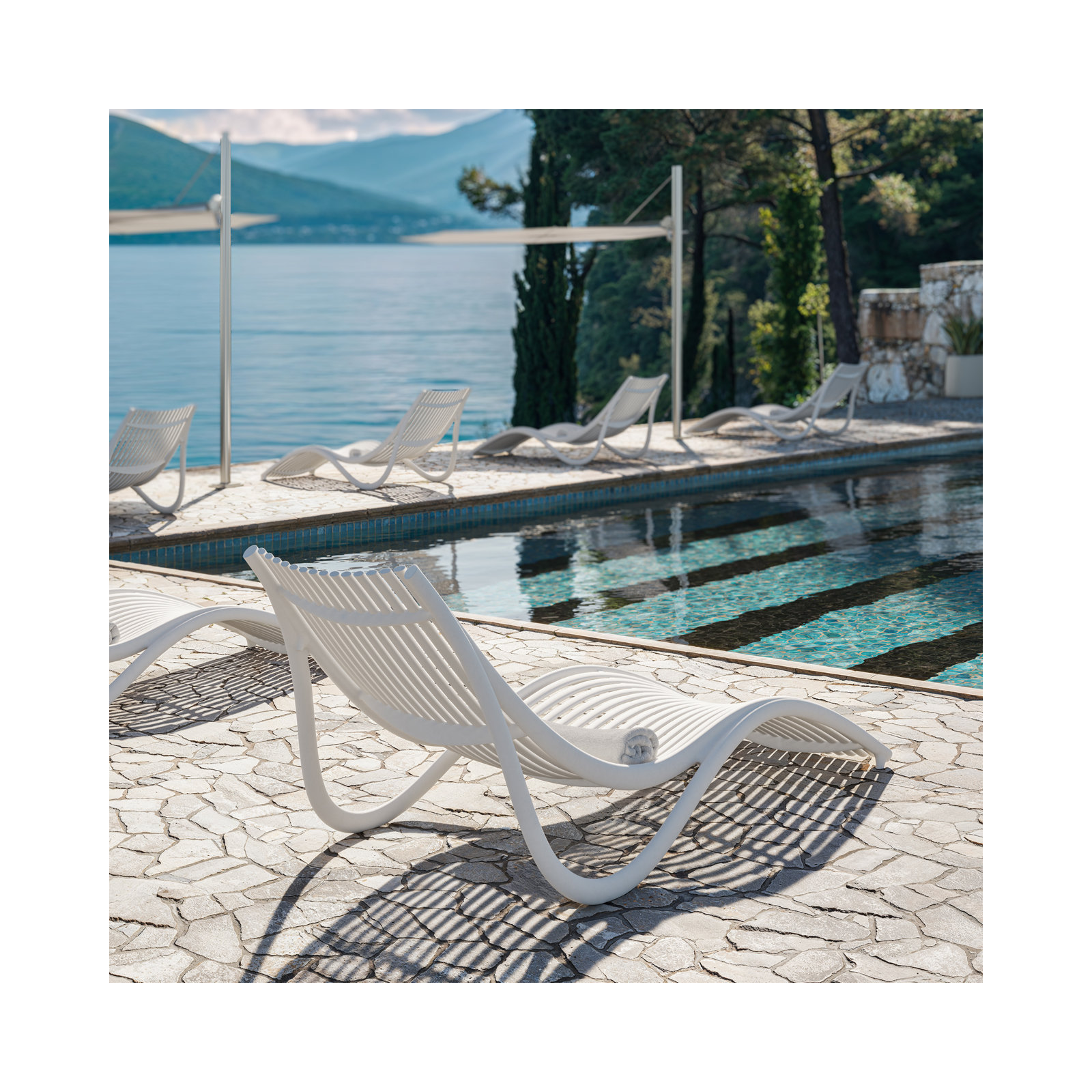 Ibiza Plastic Outdoor Chaise Lounge, White