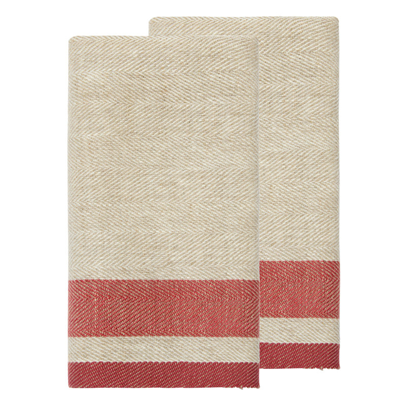 Torchon Gordes, rouge / naturel, 20 po x 30 po, Rouge / Naturel
