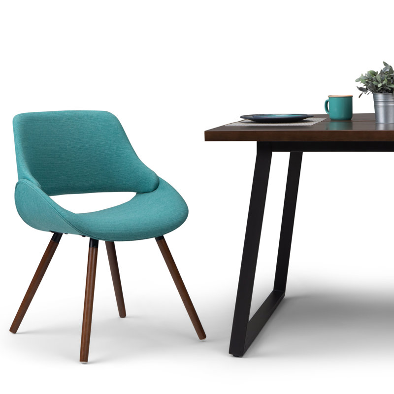Chaise de salle à manger rembourrée Malden, Polyester bleu turquoise