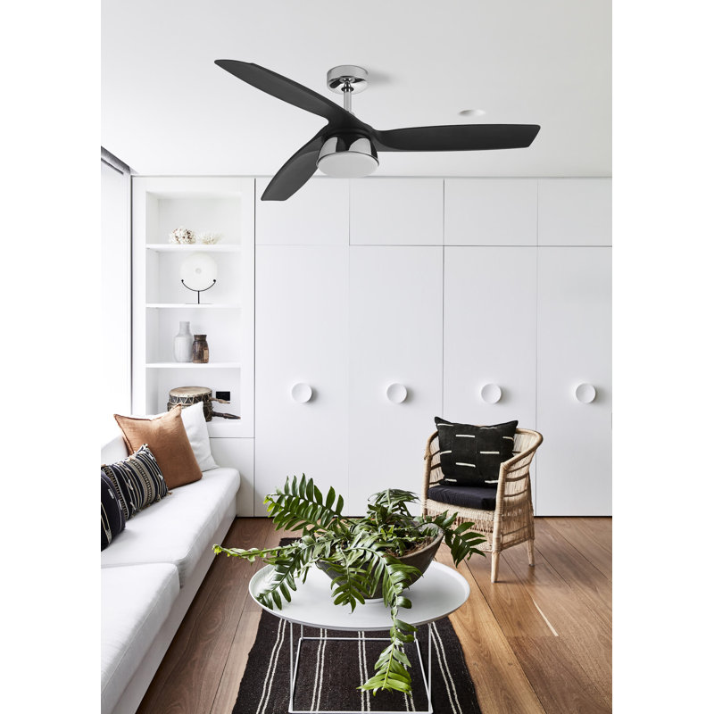 Braysen 132cm Ceiling Fan with LED Lights, Chrome/Black