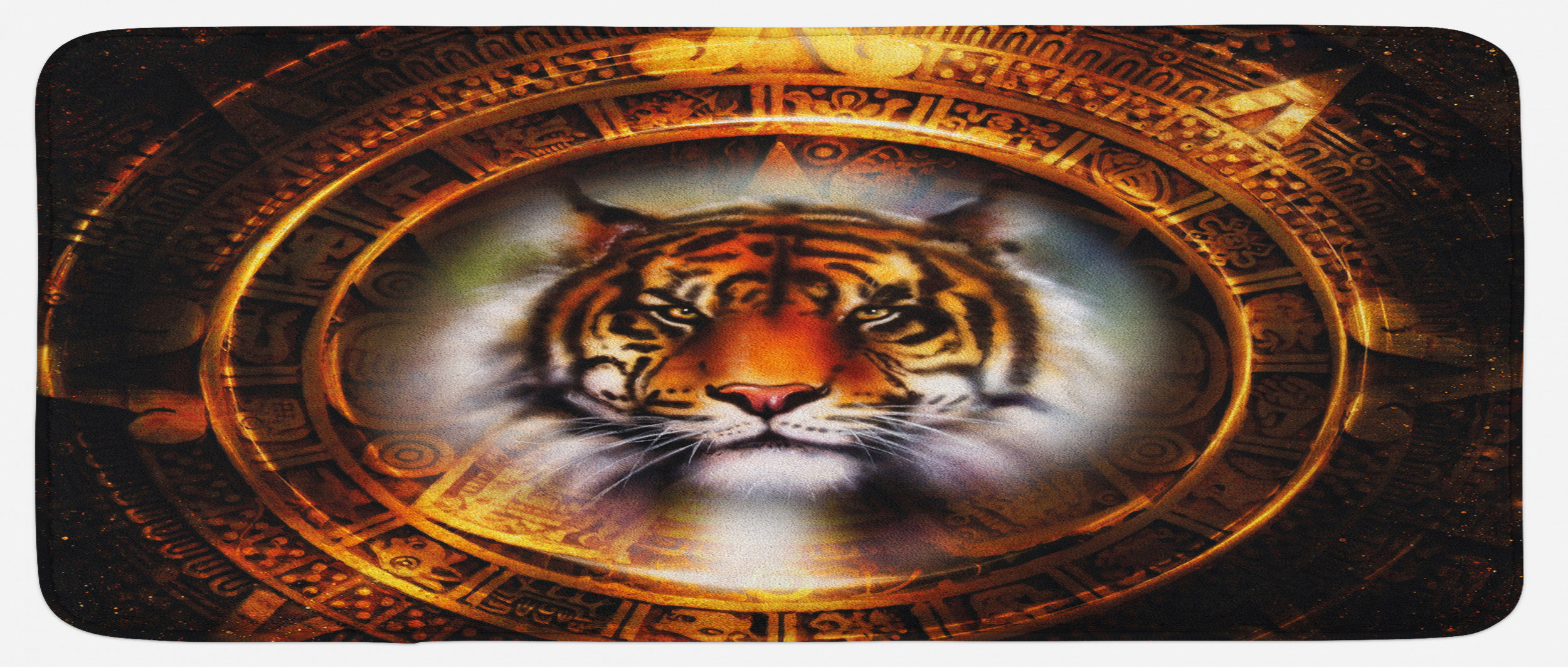 East Urban Home Mayan Calender Design With Big Hunter Head Wise Feline