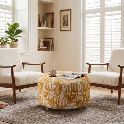 28.7" Wide Modern Round Upholstered Ottoman