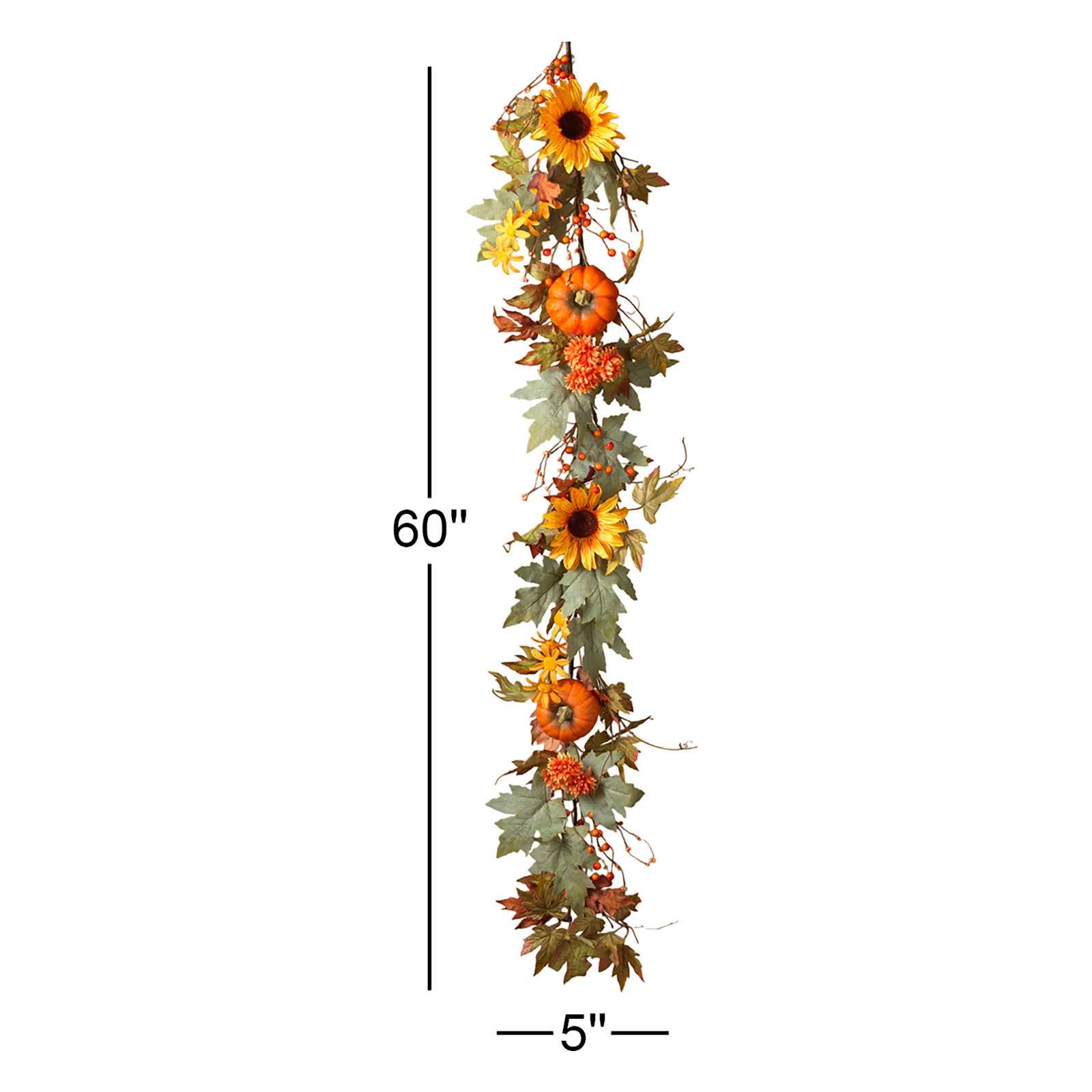 60" Pumpkin and Berry Thanksgiving Garland