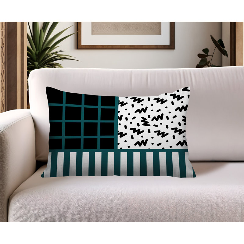 Oreiller rectangulaire réversible intérieur / extérieur Froza, Rectangulaire H 14 po x l 20 po, Émeraude
