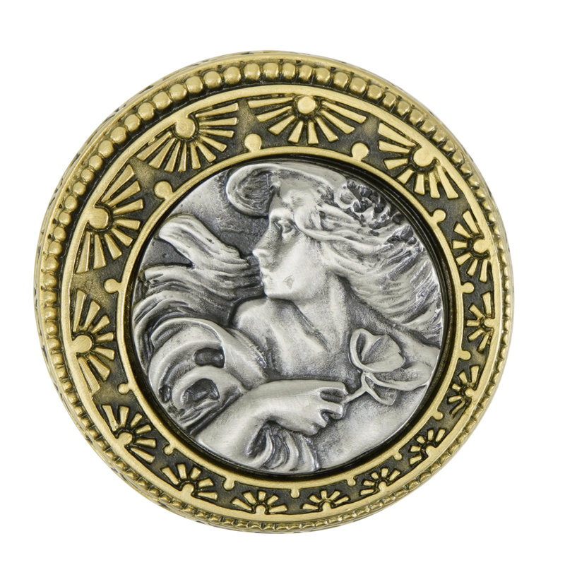 NOUVEAU TWO TONE KNOB; INSET IS B. PEWTER; FLORENTINE GOLD FINISH