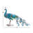 Metal Indoor Outdoor Peacock Teal Decorative Garden Sculpture with Crystal Accents