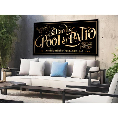 Nom de famille de piscine et de patio personnalisé sur métal