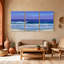 Nautique et plage, vagues océaniques, plage, ciel, sable, horizon bleu, ensemble de 3 impressions sur toile-291881221