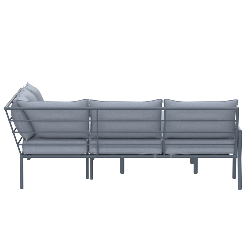 Deko Living 5 Place Seating Outdoor Grey Sofa and Ottoman Set