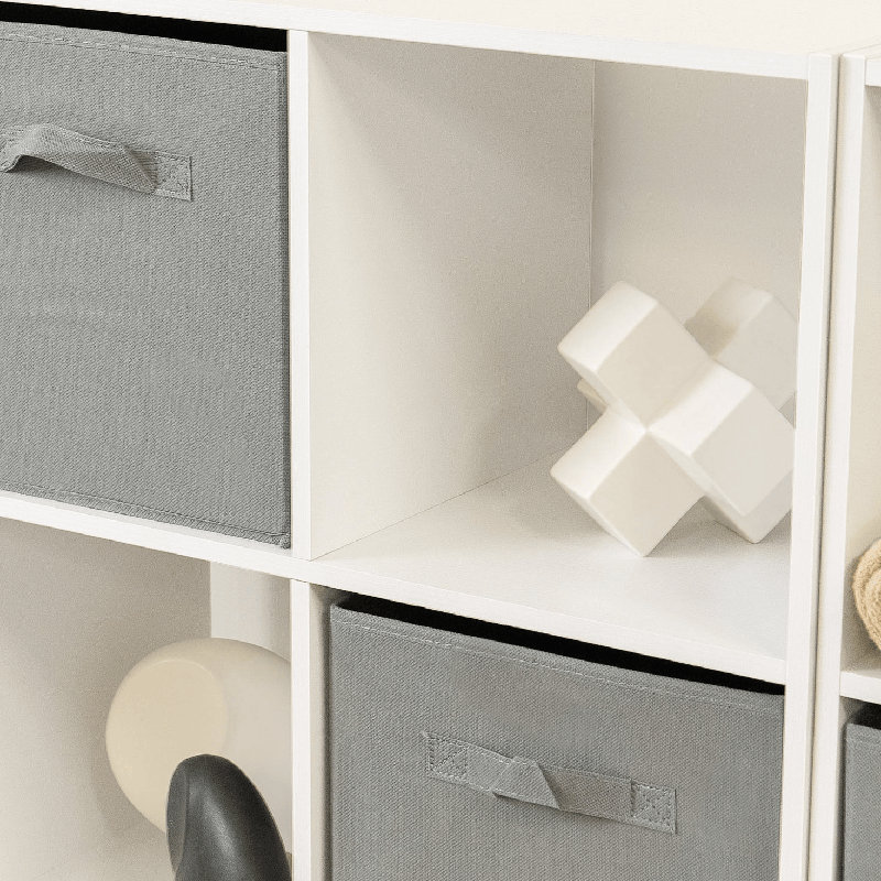 Northville 61cm W Cube Bookcase, White/Grey, (6 Shelves) 91cm H x 61cm W x 30cm D