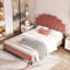 Lit plateforme pour chambre à coucher, tête de lit tapissier en velours, finition rouge-129225029