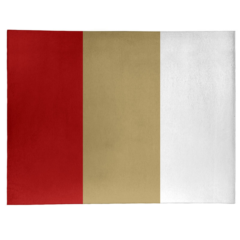 Tapis de zone ivoire à rayures de football san francisco, Rectangle 8 pi x 10 pi