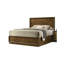 Lit double noyer, décor de chambre transitionnel, cadre de lit en bois d'hévéa massif, placage, bois d'ingénierie, tête de lit haute pour la chambre-268147896