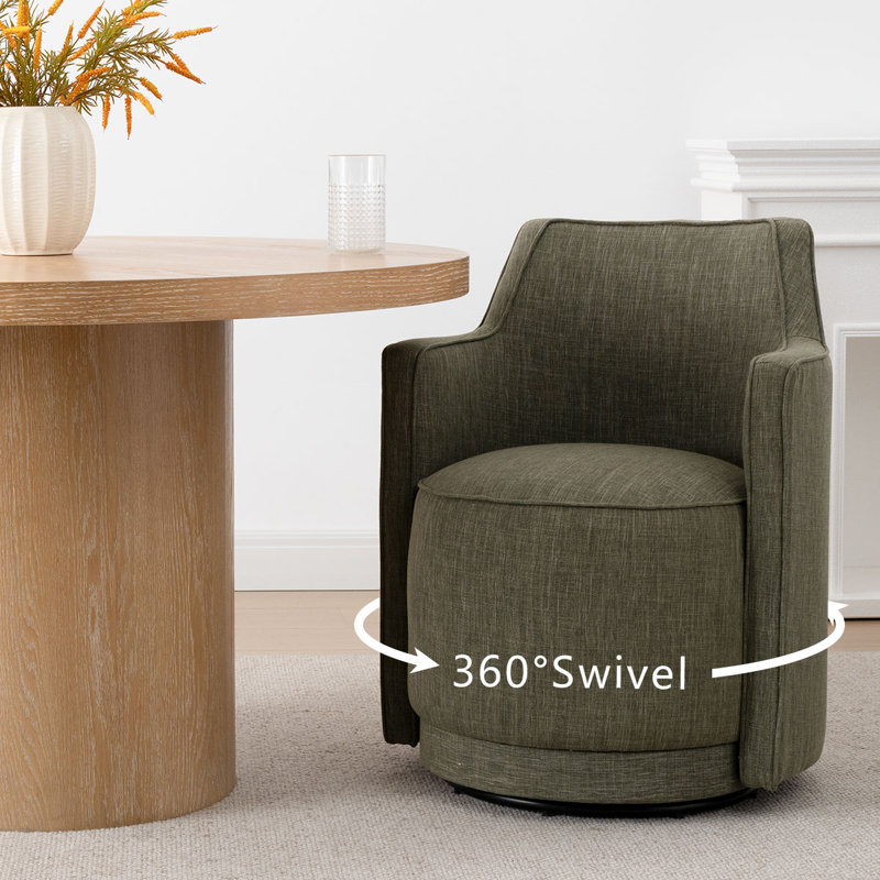 19" Upholstered Fully Assembled Swivel Dining Armchair, Green