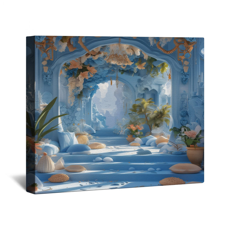 Toile tendue à motif floral bleu en plusieurs tailles, 16 po x 20 po
