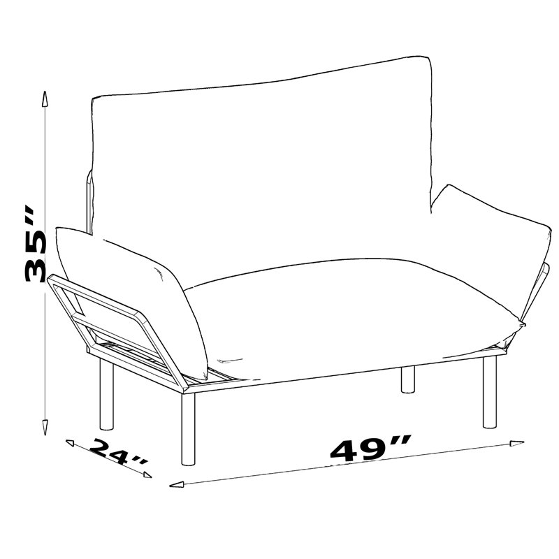 Causeuse, bleu - futon compact pour le salon et la chambre à coucher. Les pieds hauts facilitent le nettoyage. Disponible en différentes couleurs. Facile à assembler avec les instructions d'assemblage incluses.