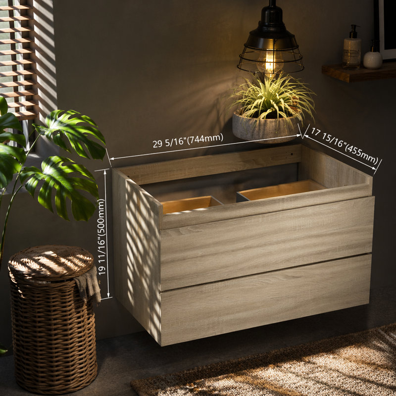 Base de meuble-lavabo simple mural, Light Oak, H 19,69 po x l 29,31 po x P 17,94 po