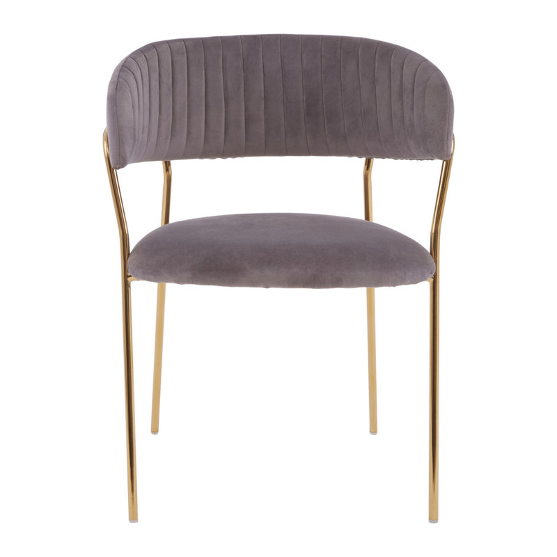 Elsberry 46cm H Velvet Upholstered Armchair, Mink, Gold