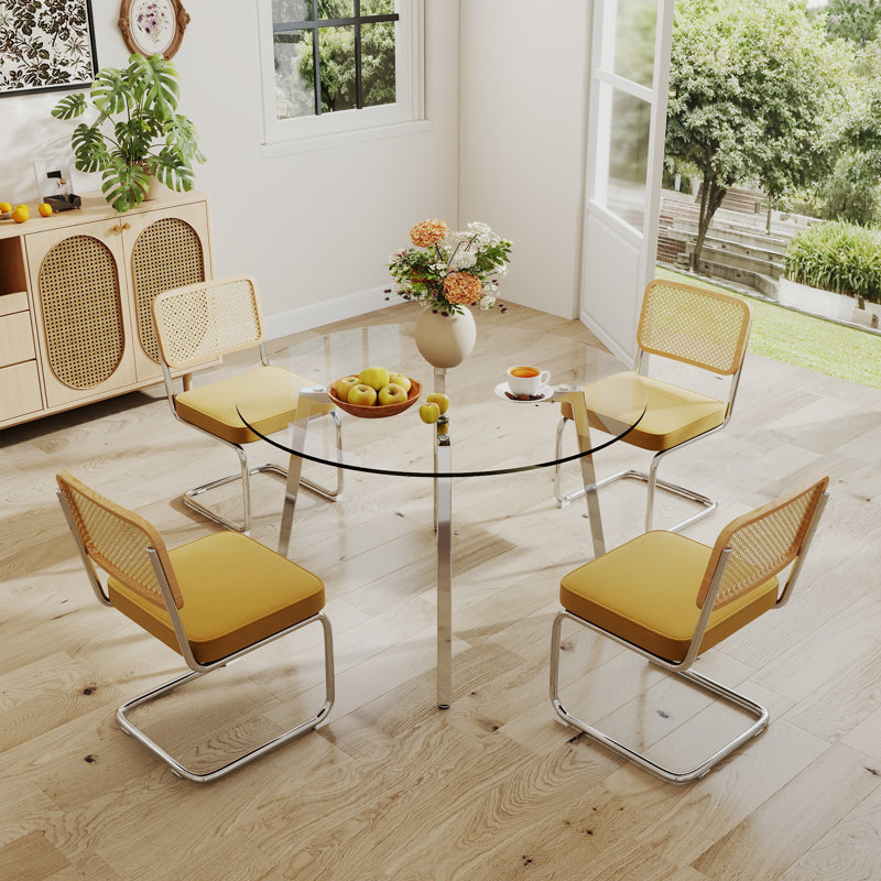 Ensemble de salle à manger 5 pièces, H 29,5 po x L 42 po x l 42 po, Jaune
