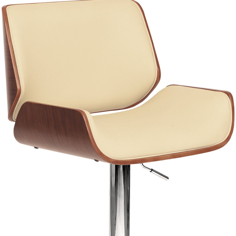 Tabouret de bar rembourré à base chromée, Crème, crème