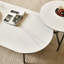 Table basse blanche en céramique avec plateau inférieur en bois brun, table de bout en MDF double couche moderne pour le salon