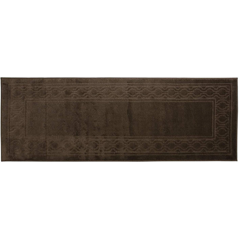 Tapis brun lavable et antidérapant à treillis, Tapis de couloir 2 pi 2 po x 8 pi