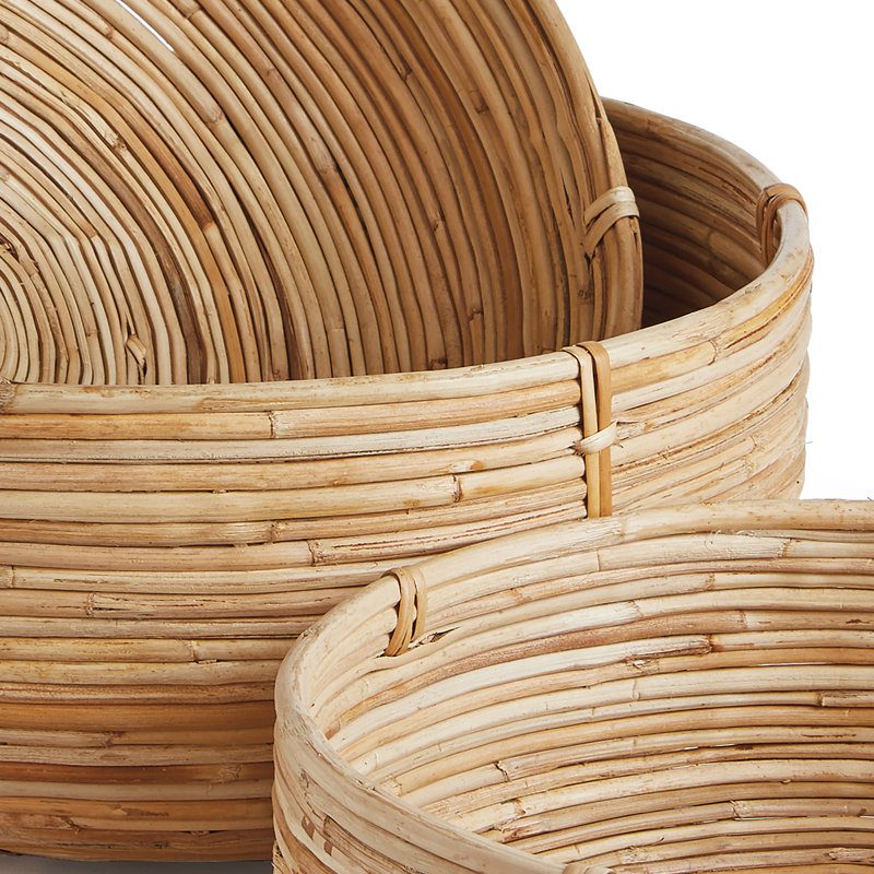 Ensemble de 3 paniers en rotin Low Cane