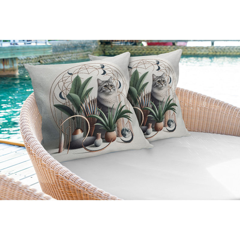 Ensemble de 2 housses de coussin pour chat Ambesonne, H 20 po x l 20 po, Carré
