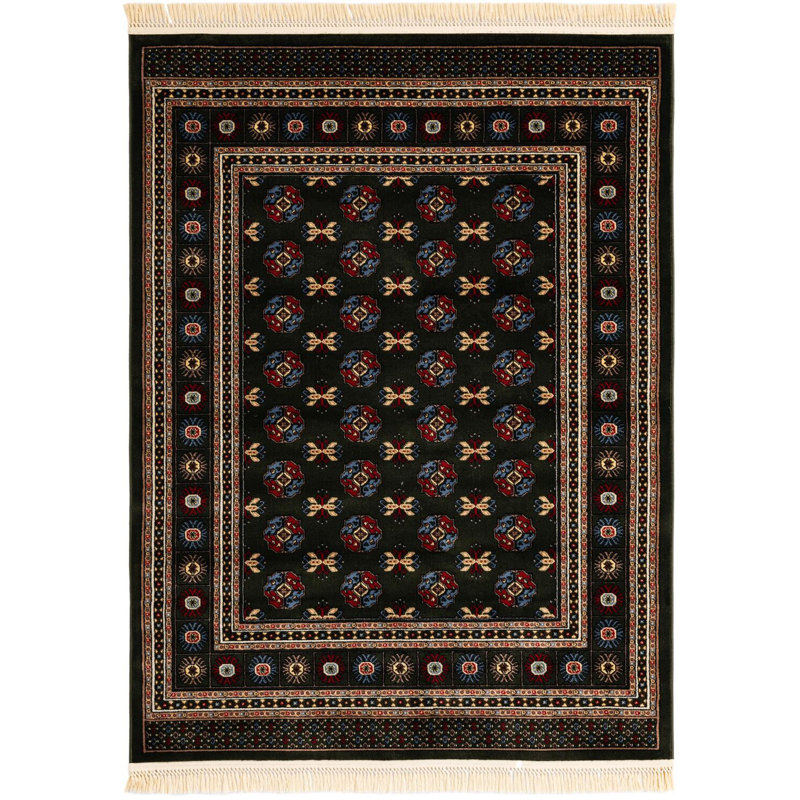 Tapis traditionnel Hinshaw vert foncé, Rectangle 5 pi 3 po x 7 pi 1 po