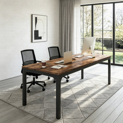 78.7" Executive Desk, 6FT Conference Table Large Computer Desk With Metal Frame For Office & Meeting Room